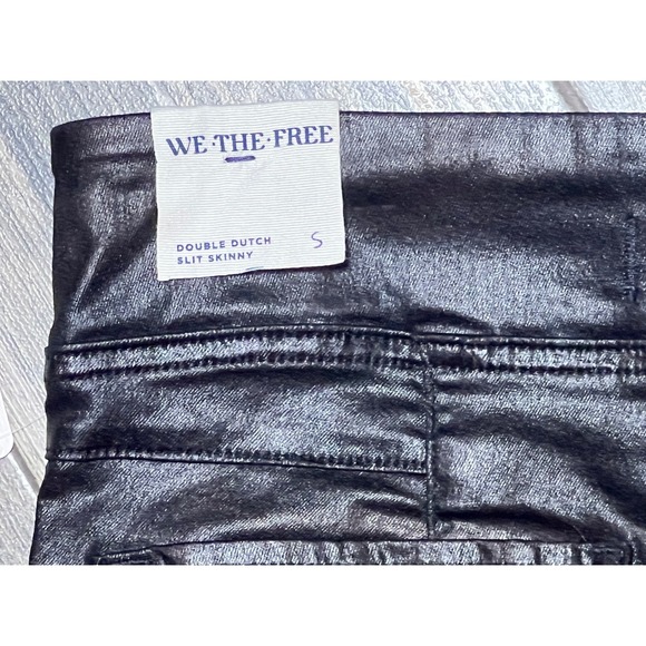 NWT‎ Free People Double Dutch Slit Skinny Pants Faux Leather Coated Black Size S - Picture 12 of 14